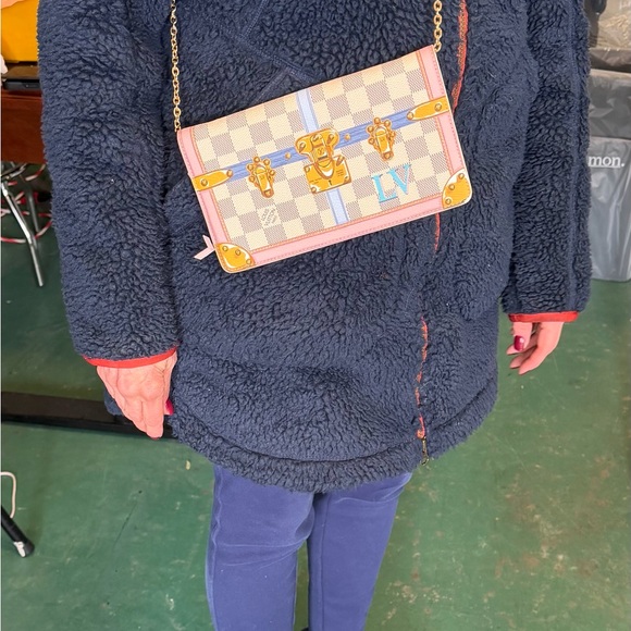 Louis Vuitton Damier Azur Pink Accent Chain Wallet - Picture 3 of 3